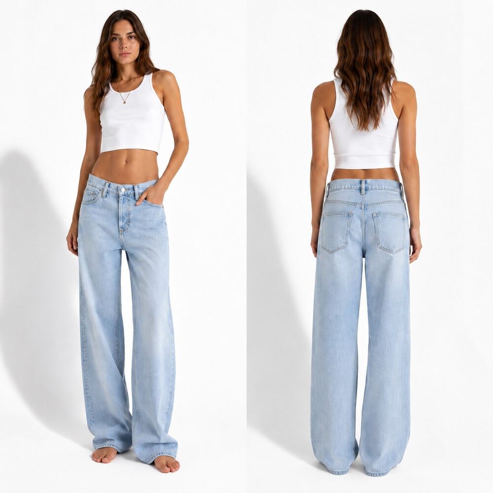 AGOLDE Low Slung Baggy Jeans Spark Size 23 Light Blue Wash Wide Leg NWOT